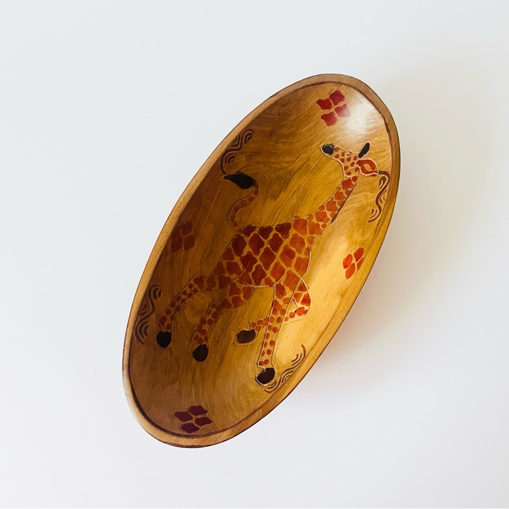 Hand-Carved African Wooden Oval Decorative Serving Dish